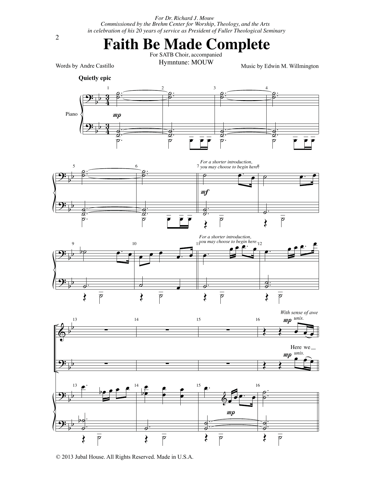 Learn to play Edwin M. Willmington Faith Be Made Complete sheet music for SATB Choir in minutes. Price: 3.9900$ Edwin M. Willmington Faith Be Made Complete sheet music notes and chords arranged for SATB Choir