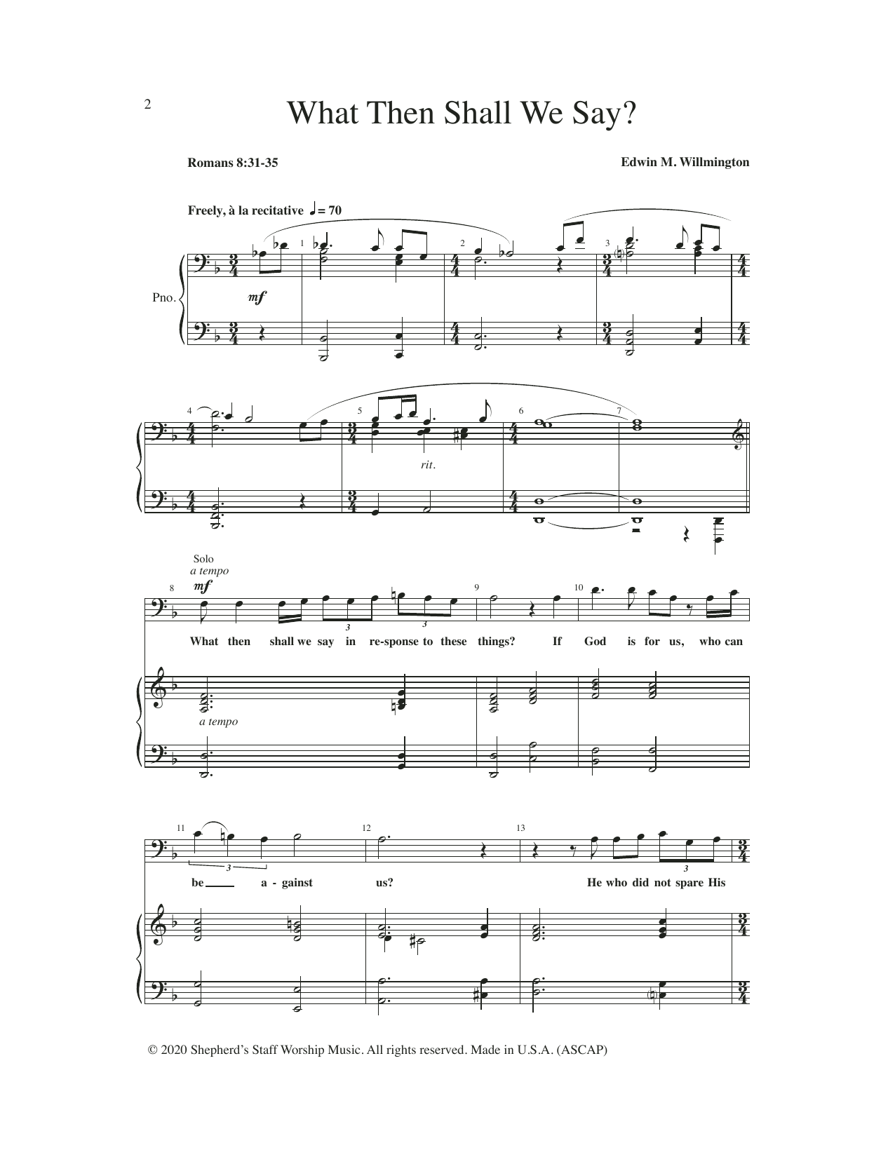Learn to play Edwin Willmington What Then Shall We Say? sheet music for SATB Choir in minutes. Price: 3.9900$ Edwin Willmington What Then Shall We Say? sheet music notes and chords arranged for SATB Choir