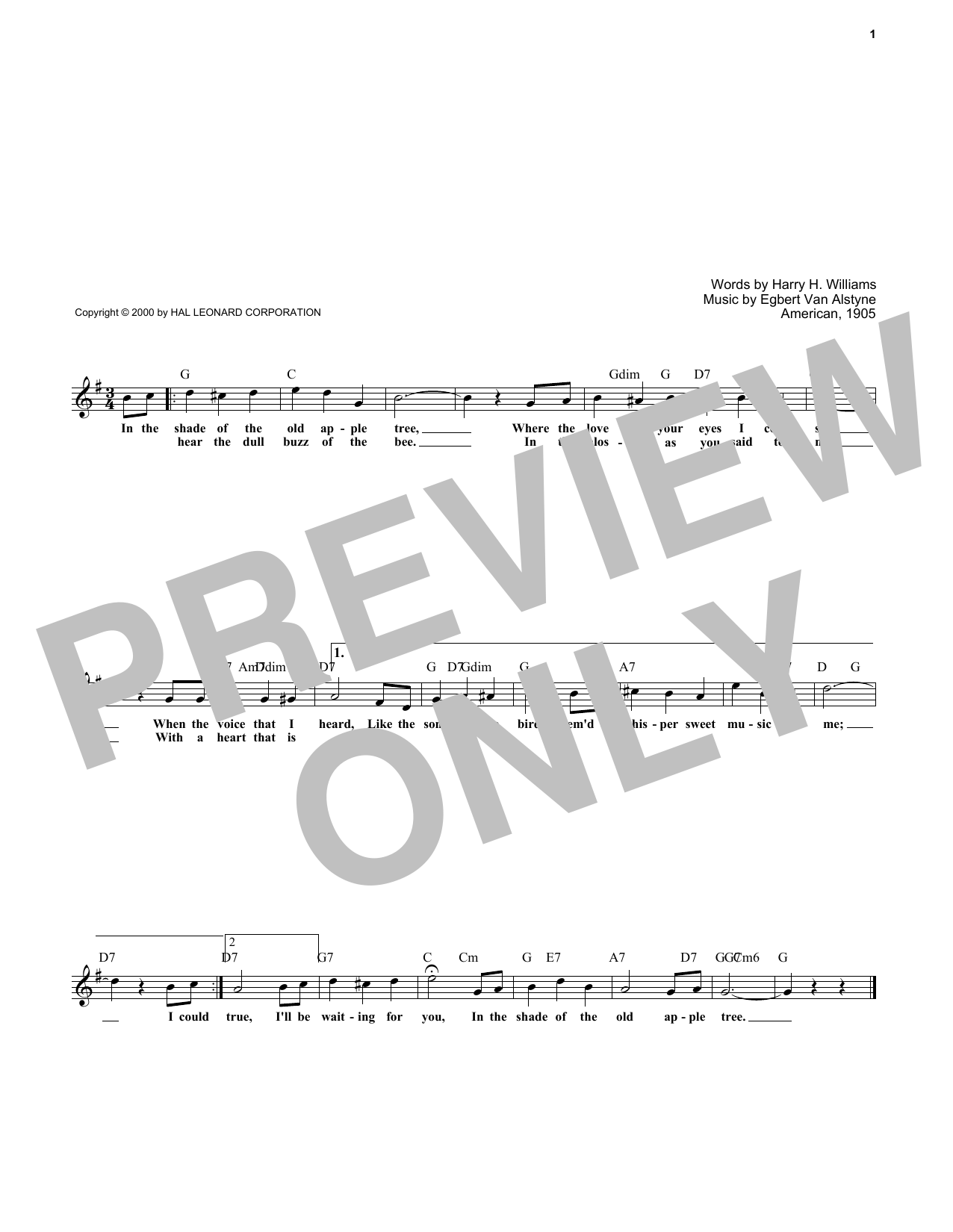 Learn to play Egbert Van Alstyne In The Shade Of The Old Apple Tree sheet music for Lead Sheet / Fake Book in minutes. Egbert Van Alstyne In The Shade Of The Old Apple Tree sheet music notes and chords. Download Printable PDF.