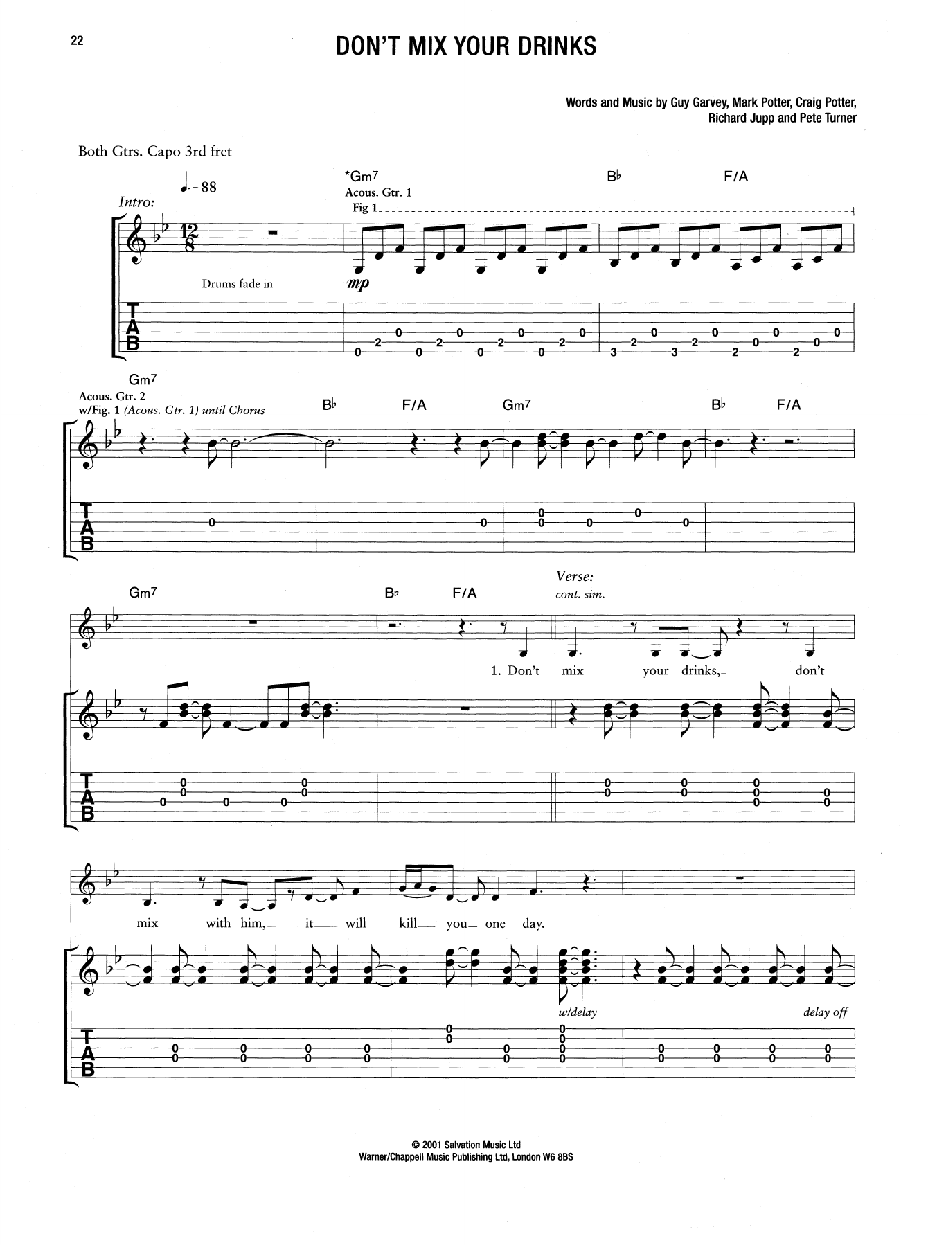 Learn to play Elbow Don't Mix Your Drinks sheet music for Guitar Tab in minutes. Price: 6.9900$ Elbow Don't Mix Your Drinks sheet music notes and chords arranged for Guitar Tab