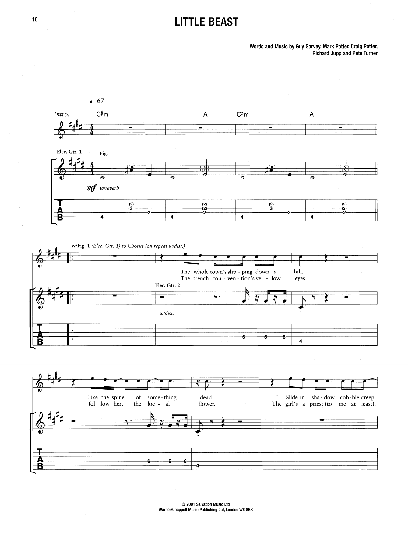 Elbow Little Beast sheet music notes and chords. Download Printable PDF.