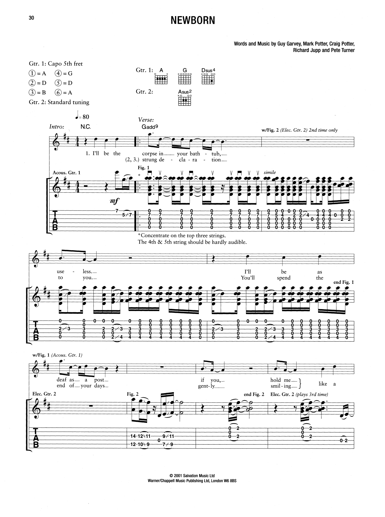 Learn to play Elbow Newborn sheet music for Guitar Tab in minutes. Price: 6.9900$ Elbow Newborn sheet music notes and chords arranged for Guitar Tab