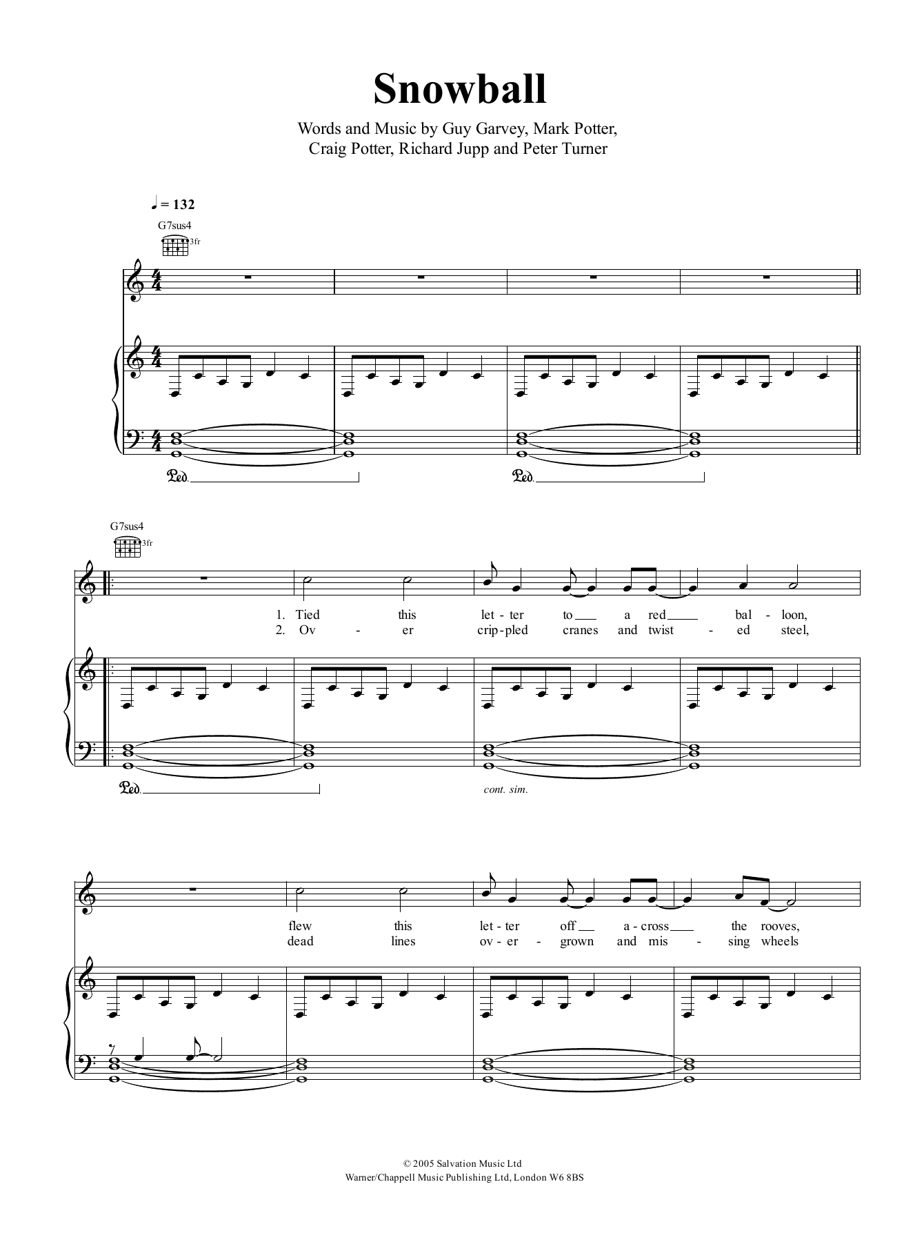 Elbow Snowball sheet music notes and chords. Download Printable PDF.