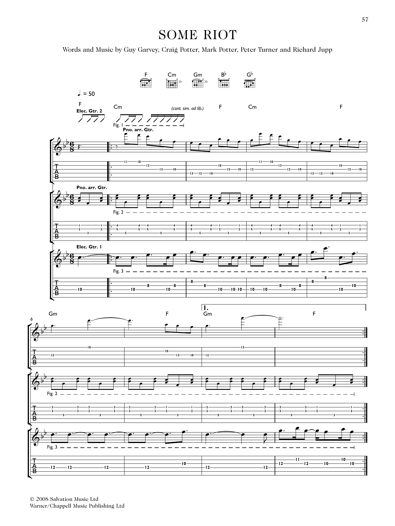 Elbow Some Riot sheet music notes and chords. Download Printable PDF.