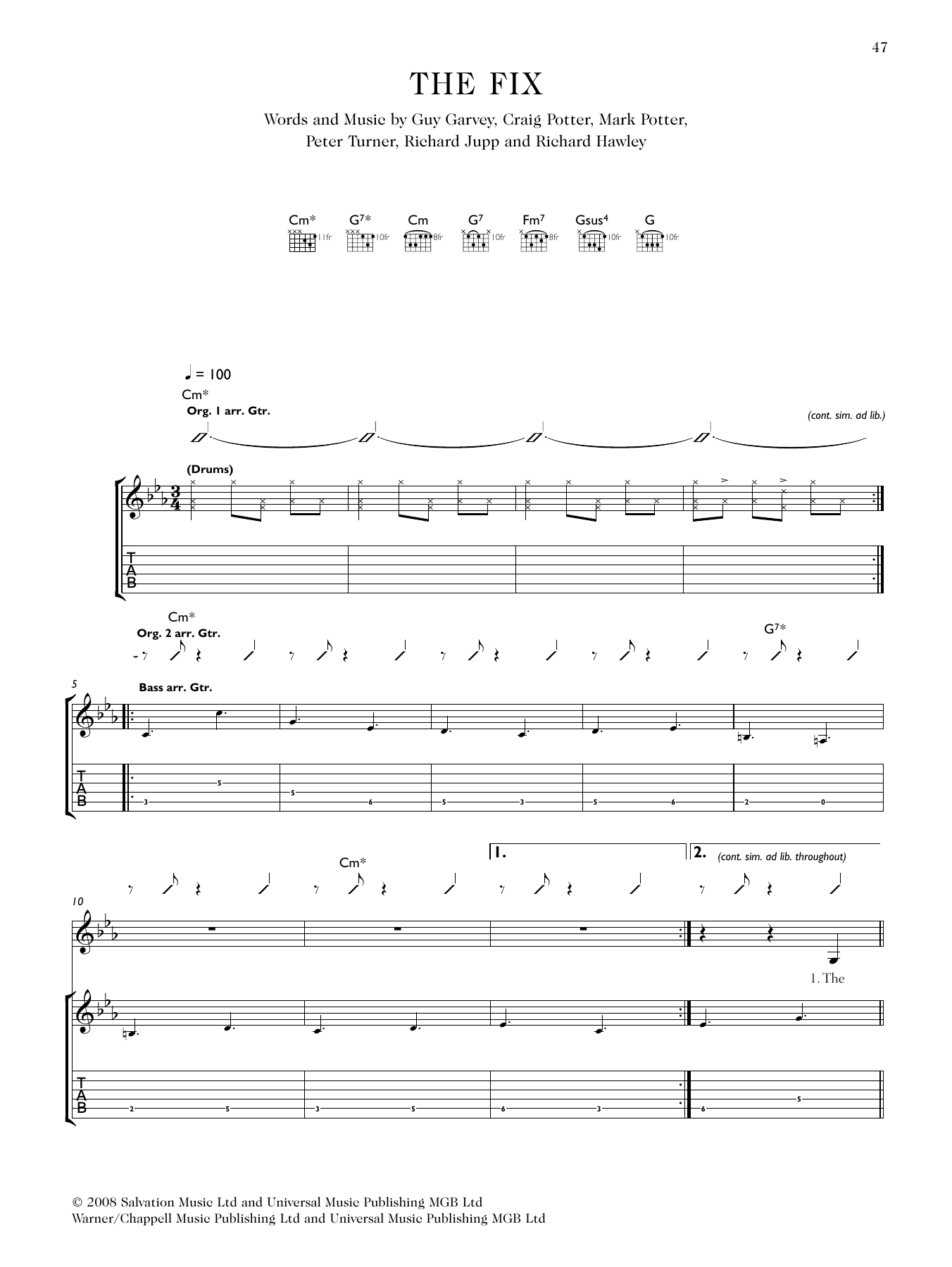 Learn to play Elbow The Fix (featuring Richard Hawley) sheet music for Guitar Tab in minutes. Price: 6.9900$ Elbow The Fix (featuring Richard Hawley) sheet music notes and chords arranged for Guitar Tab