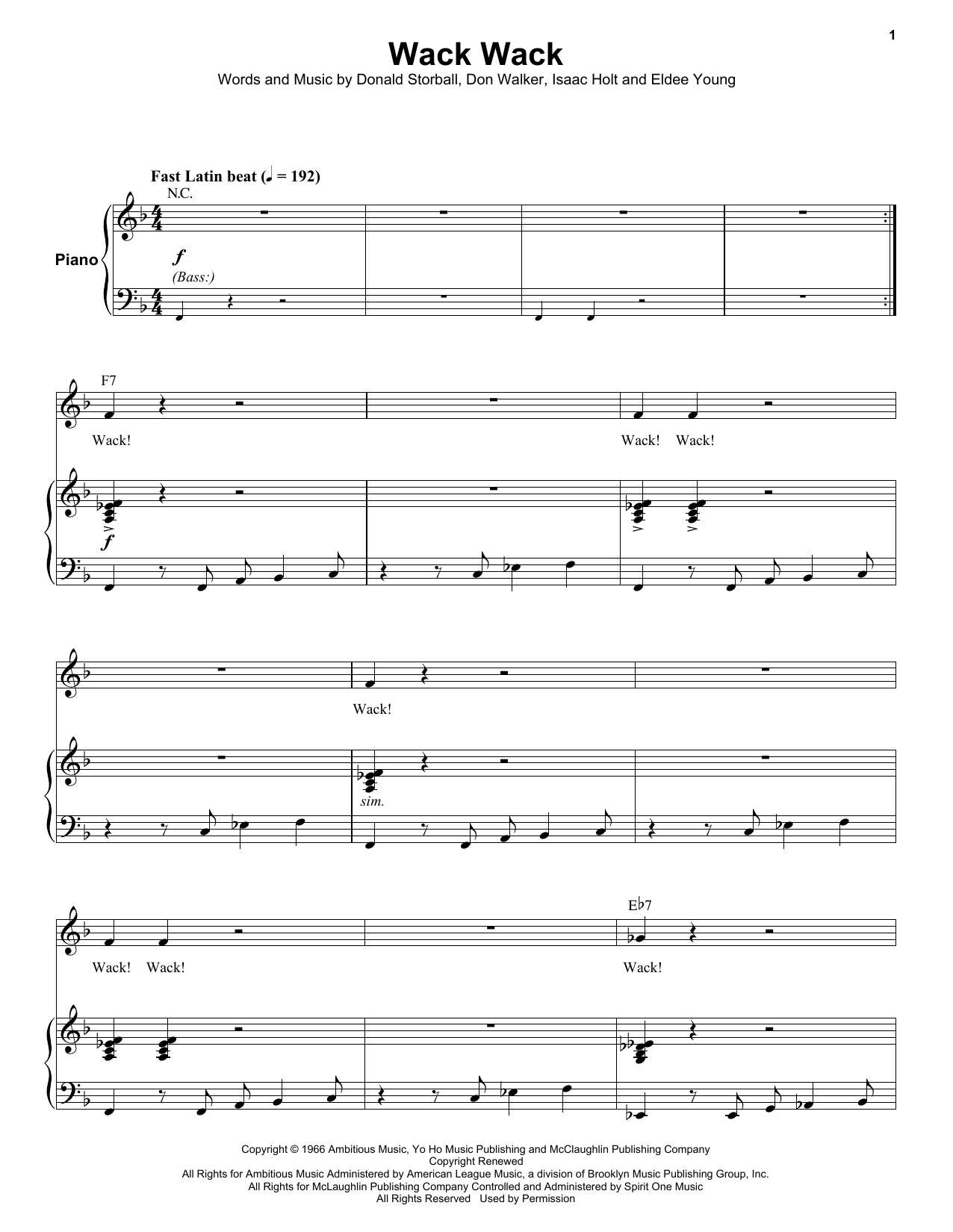 Eldee Young Wack Wack sheet music notes and chords. Download Printable PDF.