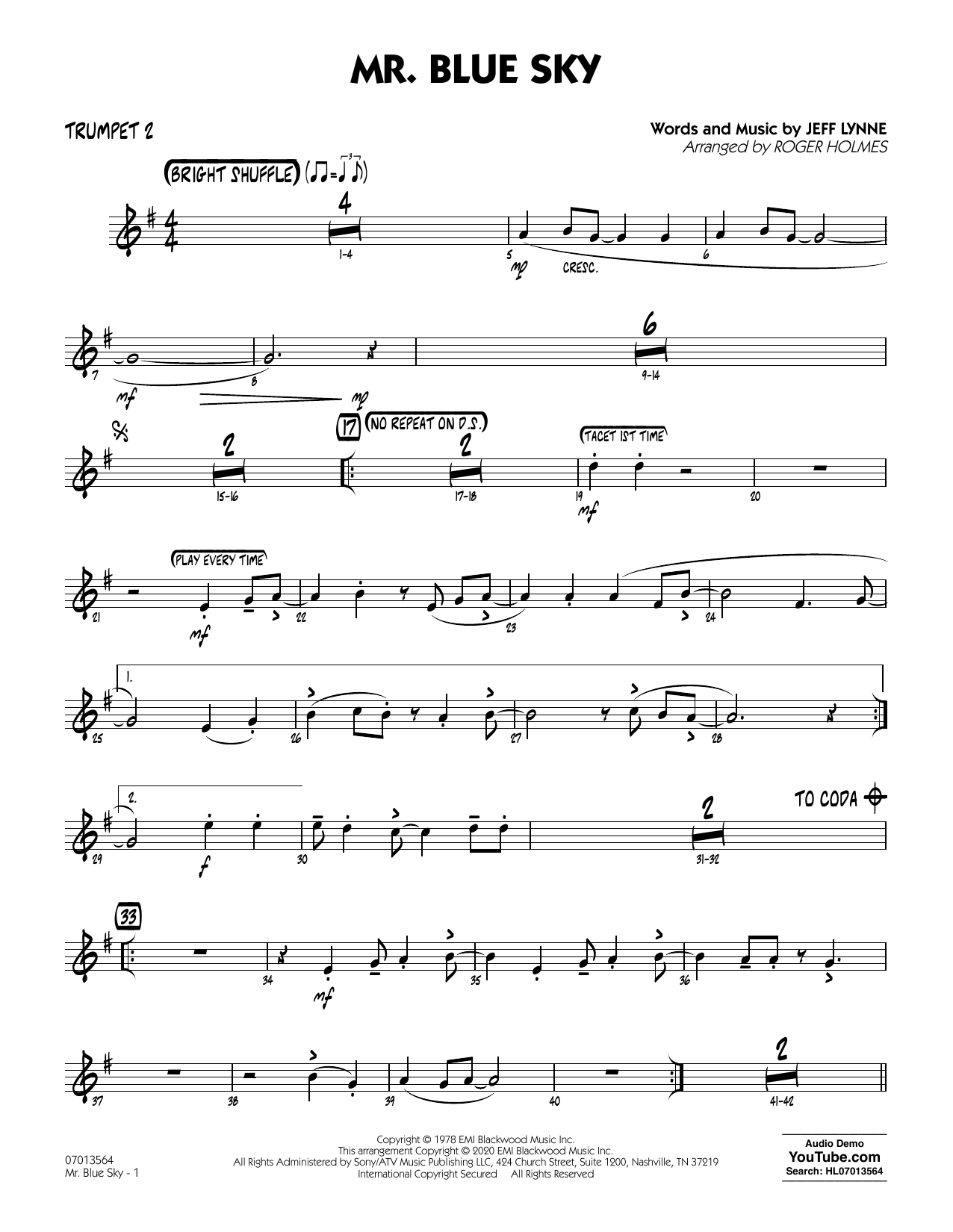 Electric Light Orchestra Mr Blue Sky Arr Roger Holmes Trumpet 2 Sheet Music Pdf Notes Chords Jazz Score Jazz Ensemble Download Printable Sku 442464 The trumpet has several open notes that are played without any fingerings. electric light orchestra mr blue sky arr roger holmes trumpet 2 sheet music notes chords download printable jazz ensemble pdf score sku