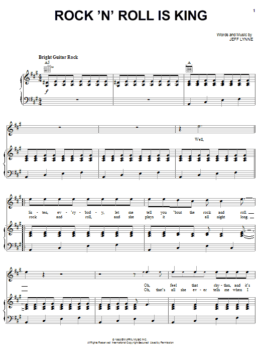 Electric Light Orchestra Rock N Roll Is King Sheet Music Notes