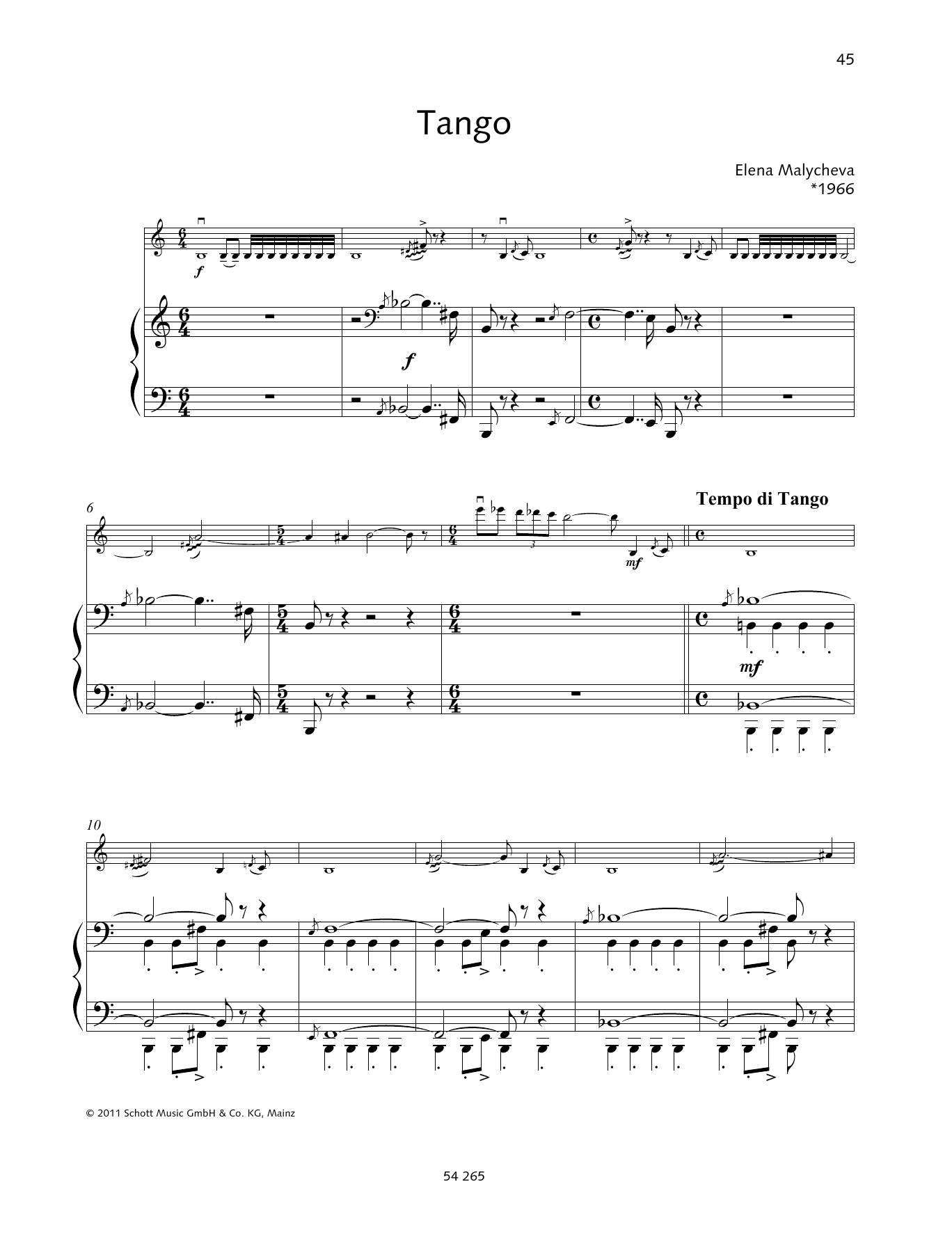 Elena Malchyeva Tango sheet music notes and chords. Download Printable PDF.