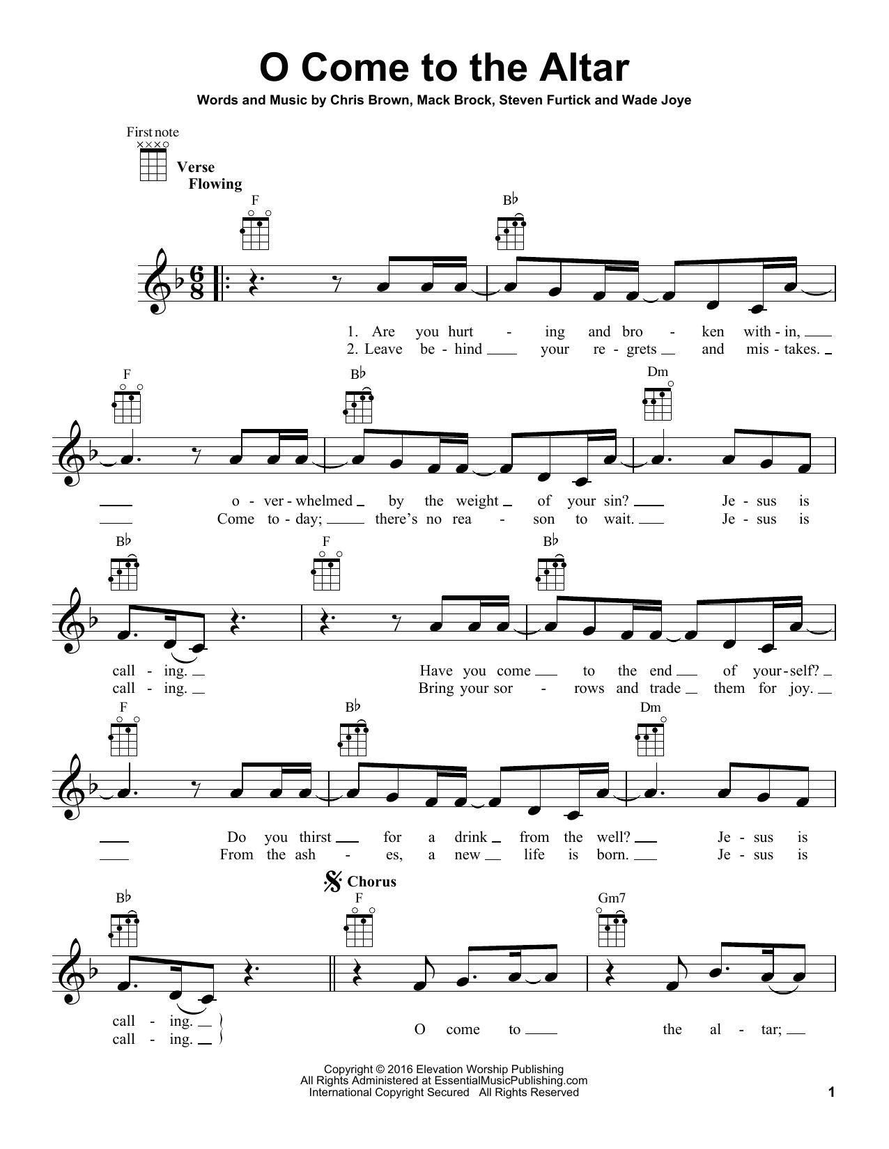 Elevation Worship O Come To The Altar sheet music notes and chords - Download Printable PDF and start playing in minutes.