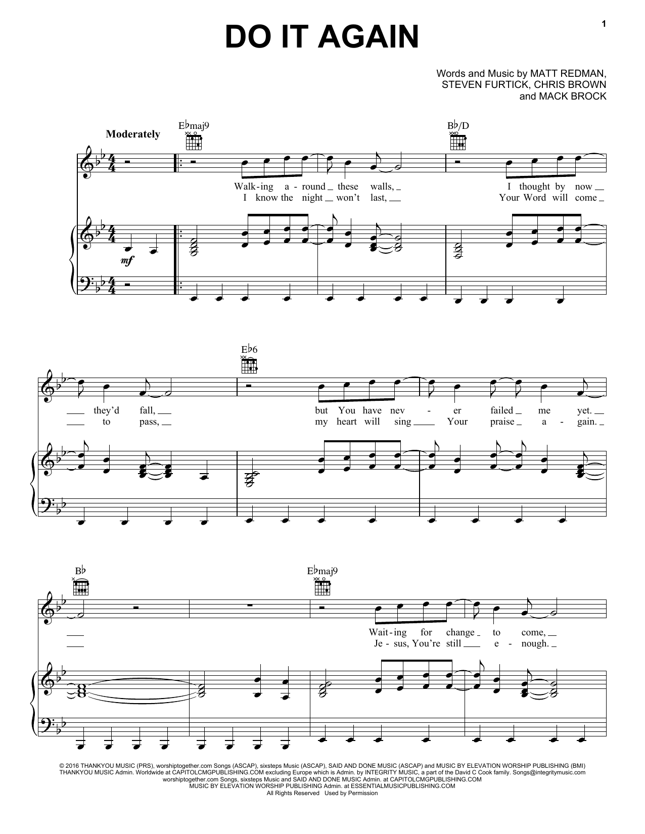 Elevation Worship Do It Again sheet music notes and chords. Download Printable PDF.
