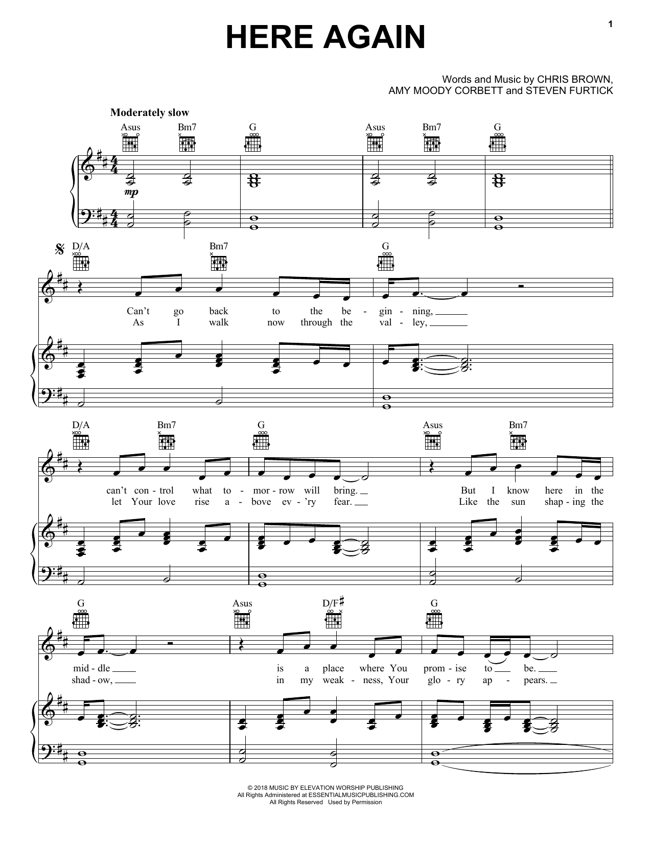 Elevation Worship Here Again sheet music notes and chords. Download Printable PDF.