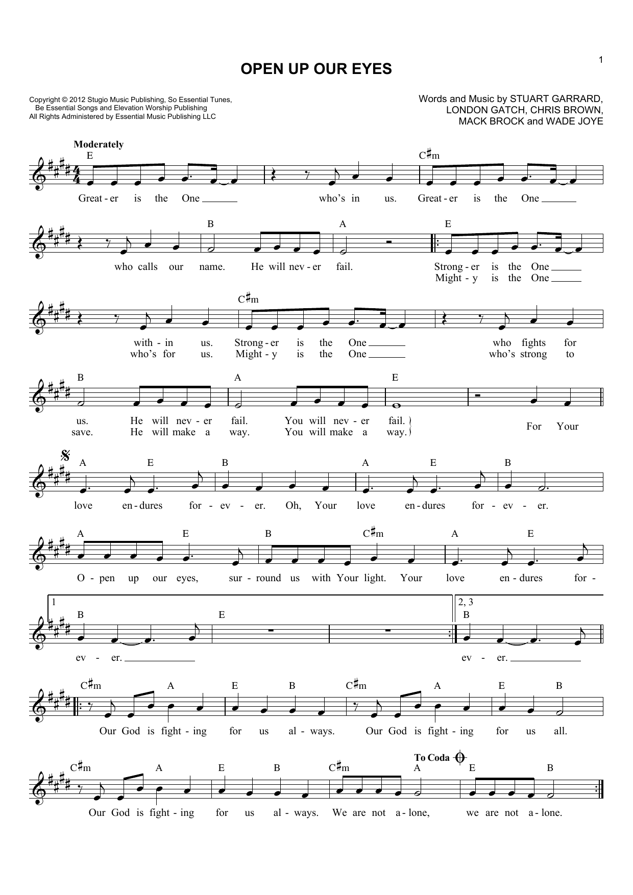 Elevation Worship Open Up Our Eyes sheet music notes and chords. Download Printable PDF.