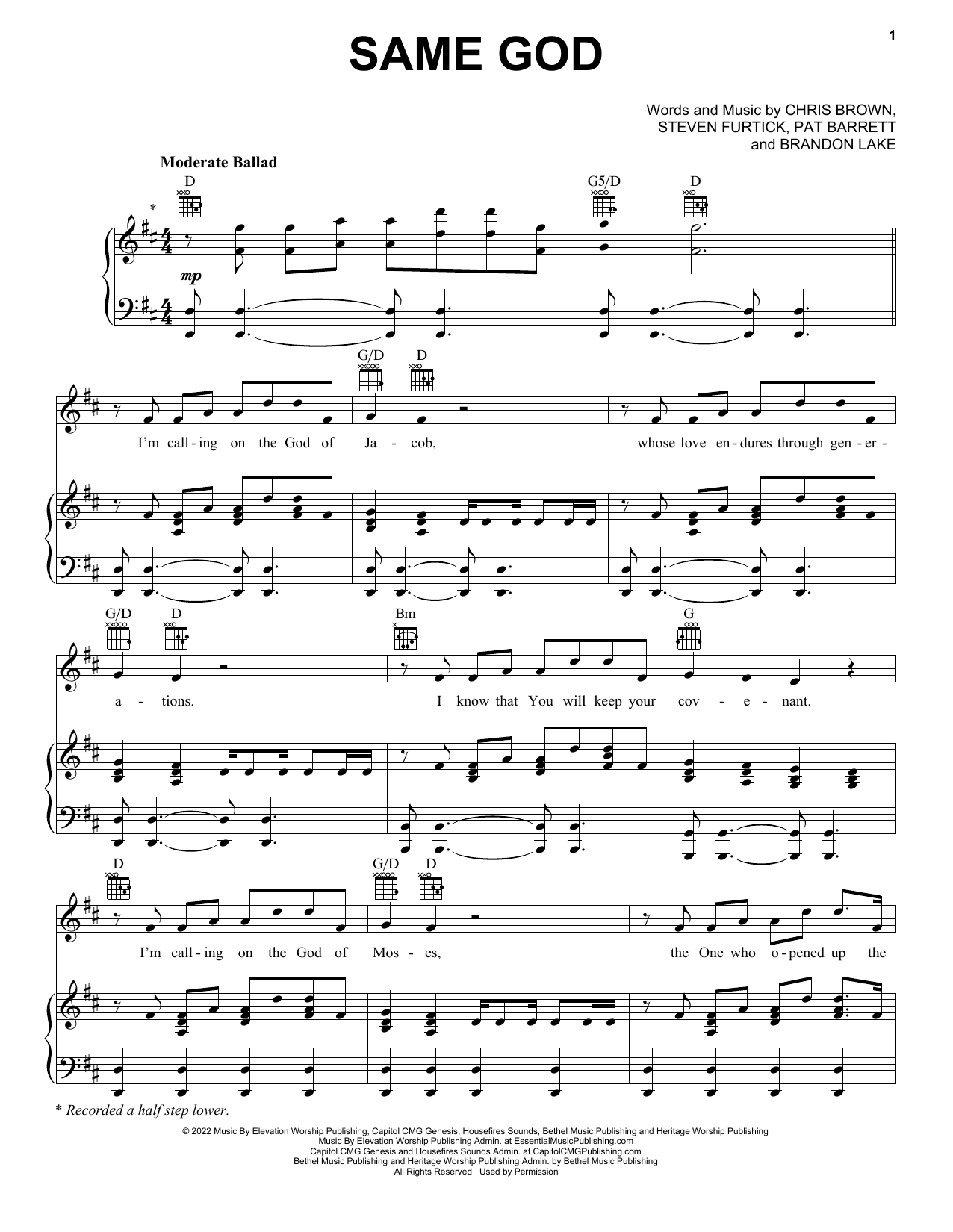 Elevation Worship Same God sheet music notes and chords. Download Printable PDF.