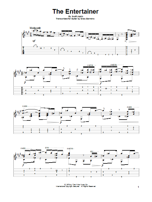 Elias Barreiro The Entertainer sheet music notes and chords. Download Printable PDF.