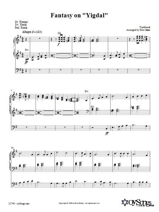 Eliot Glaser Fantasy On Yigdal sheet music notes and chords. Download Printable PDF.