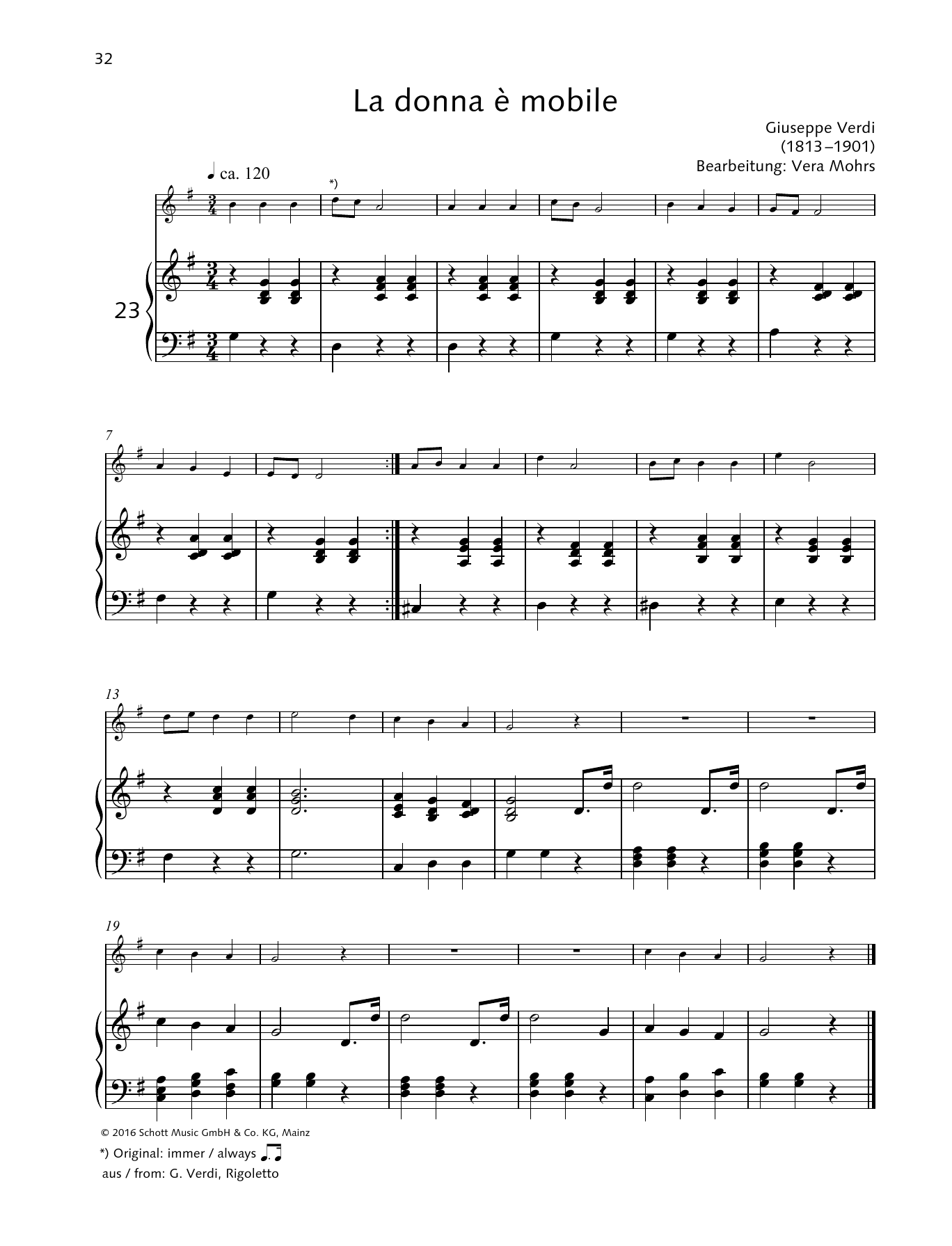 Learn to play Elisabeth Kretschmann La Donna è Mobile sheet music for Woodwind Solo in minutes. Price: 3.9900$ Elisabeth Kretschmann La Donna è Mobile sheet music notes and chords arranged for Woodwind Solo