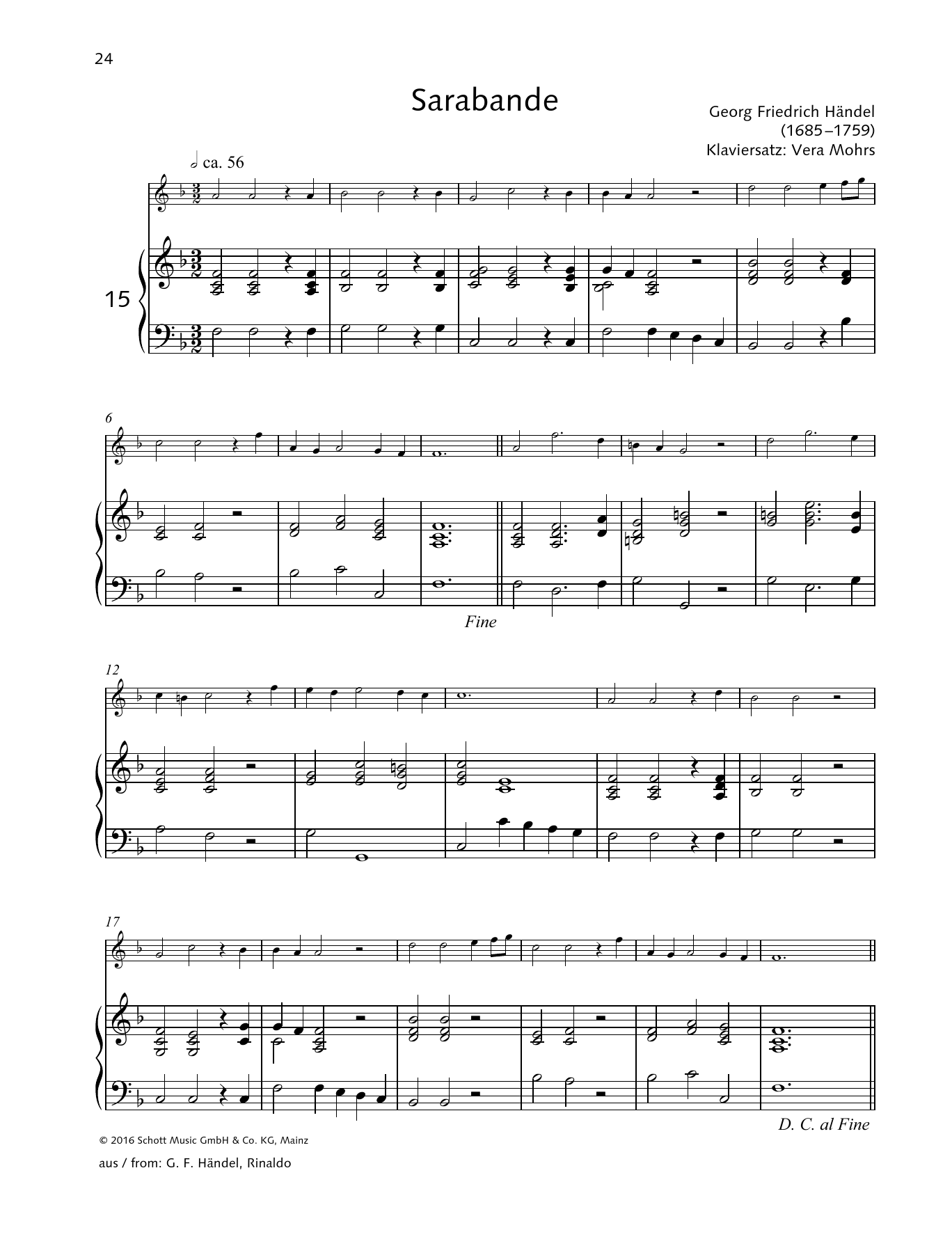 Elisabeth Kretschmann Sarabande sheet music notes and chords arranged for Woodwind Solo