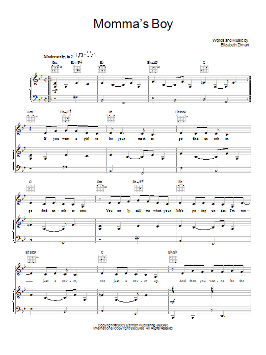 Elizabeth & The Catapult Momma's Boy sheet music notes and chords. Download Printable PDF.