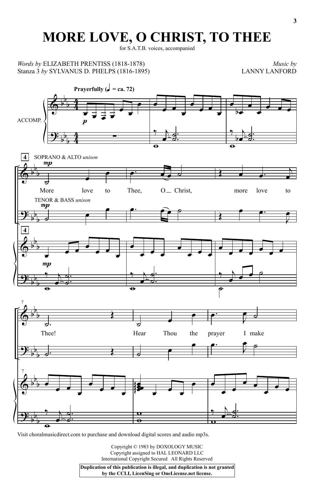 Learn to play Elizabeth Prentiss, Sylvanus D. Phelps and Lanny Lanford More Love, O Christ, To Thee sheet music for SATB Choir in minutes. Price: 3.9900$ Elizabeth Prentiss, Sylvanus D. Phelps and Lanny Lanford More Love, O Christ, To Thee sheet music notes and chords arranged for SATB Choir