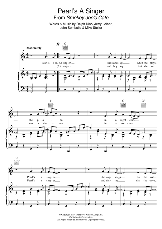 Elkie Brooks Pearl S A Singer From Smokey Joe S Cafe Sheet