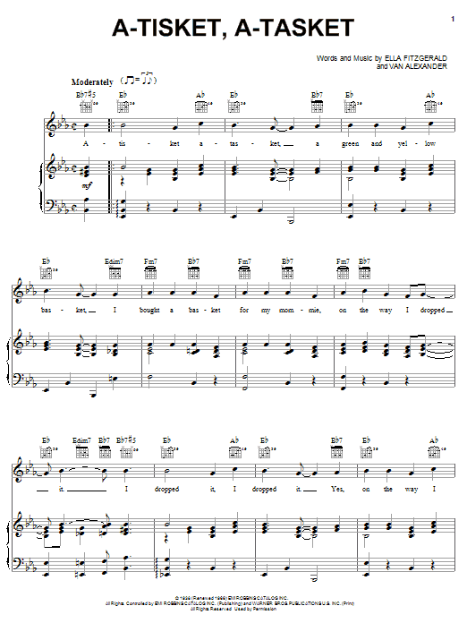 Ella Fitzgerald A-Tisket, A-Tasket sheet music notes and chords. Download Printable PDF.