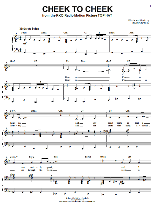 Ella Fitzgerald Cheek To Cheek sheet music notes and chords. Download Printable PDF.