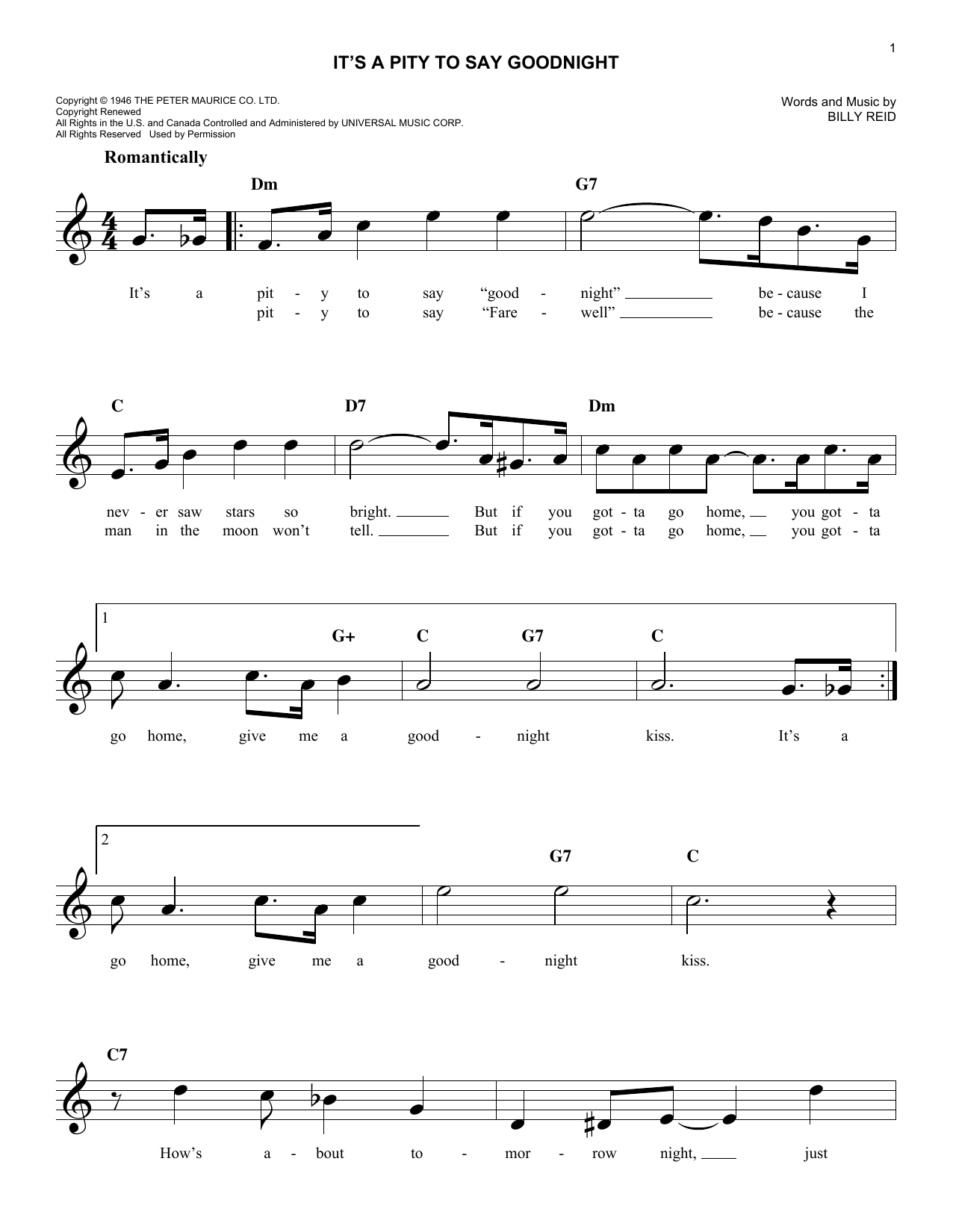 Ella Fitzgerald It's A Pity To Say Goodnight sheet music notes and chords. Download Printable PDF.