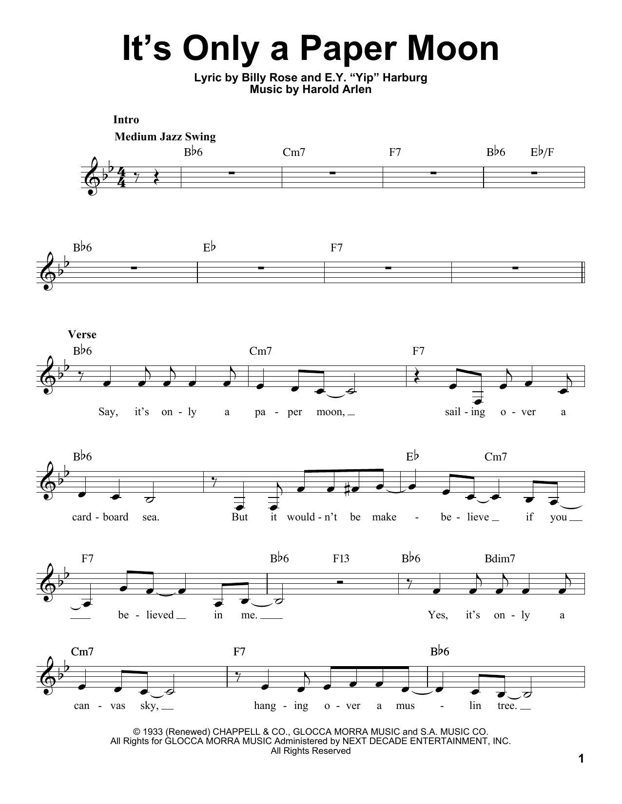 Ella Fitzgerald It S Only A Paper Moon Sheet Music Pdf Notes