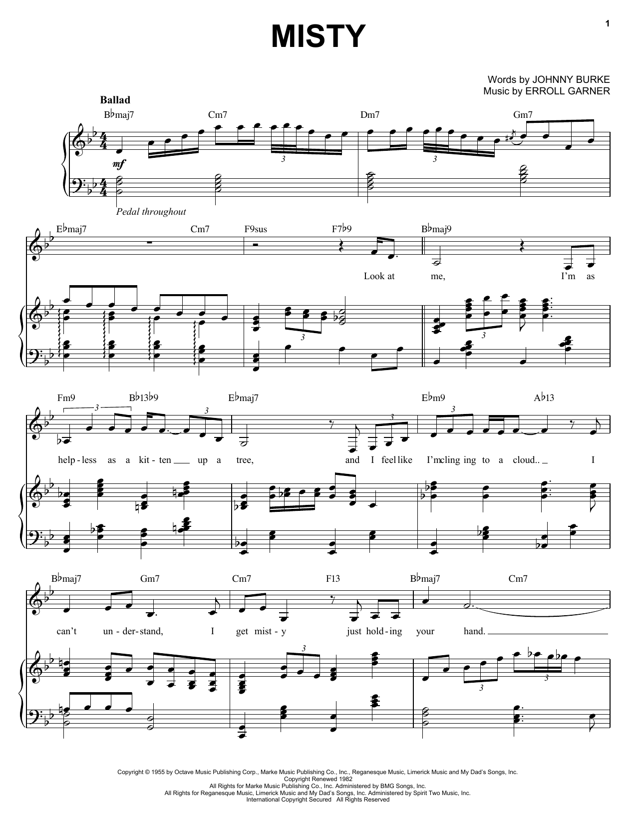 Ella Fitzgerald Misty sheet music notes and chords. Download Printable PDF.