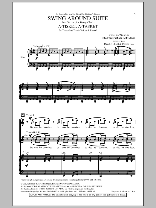 Ella Fitzgerald Swing Around Suite Arr David Elliott Sheet Music Pdf Notes Chords Concert Score 3 Part Treble Choir Download Printable Sku