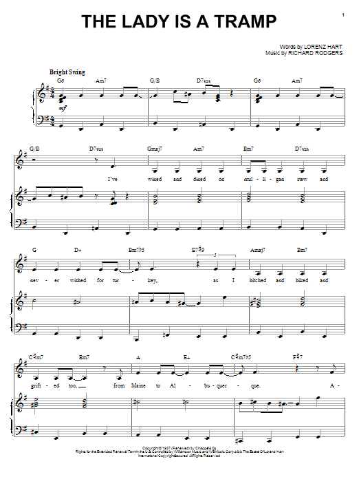 Ella Fitzgerald The Lady Is A Tramp sheet music notes and chords. Download Printable PDF.