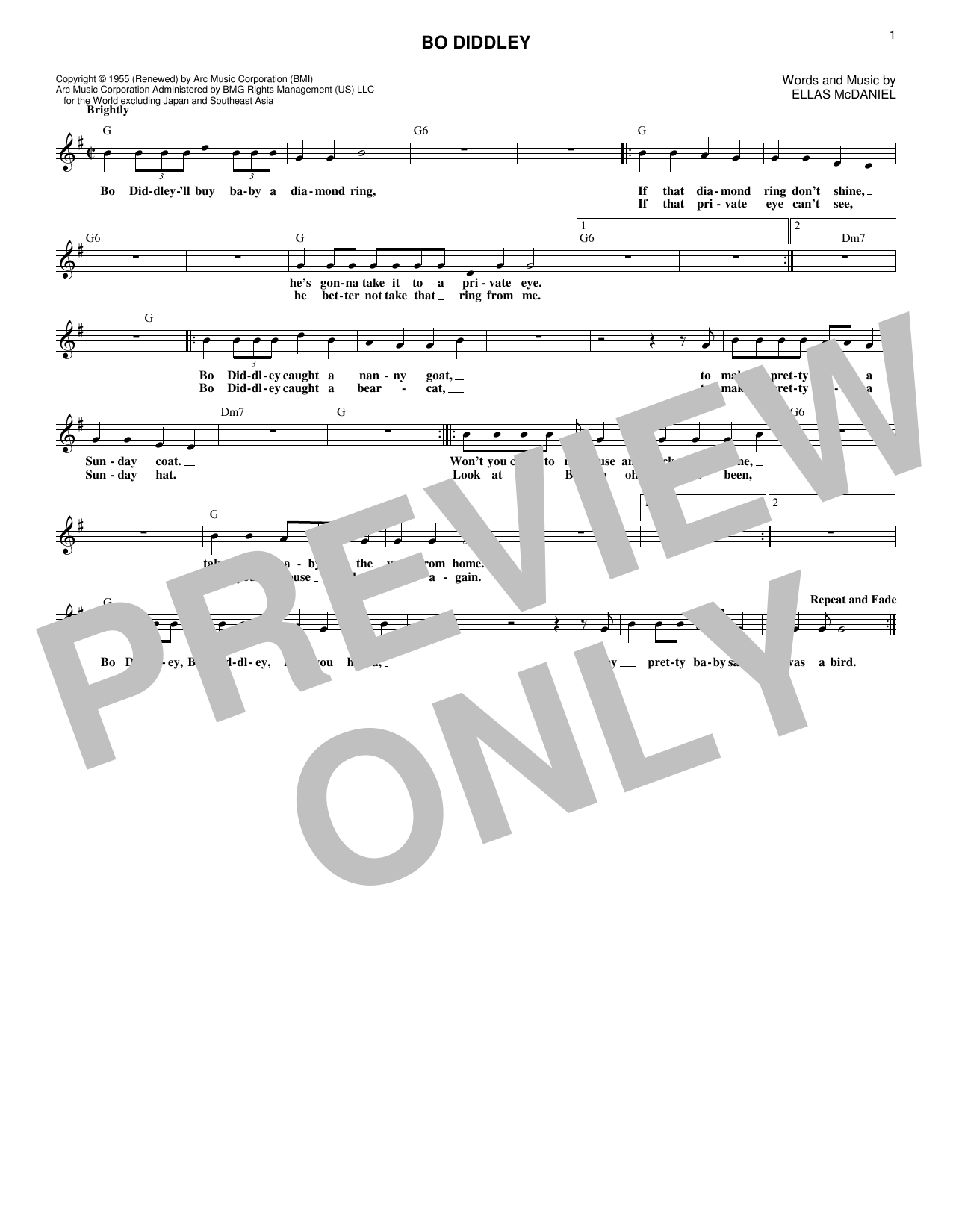 Ellas McDaniel Bo Diddley sheet music notes and chords. Download Printable PDF.