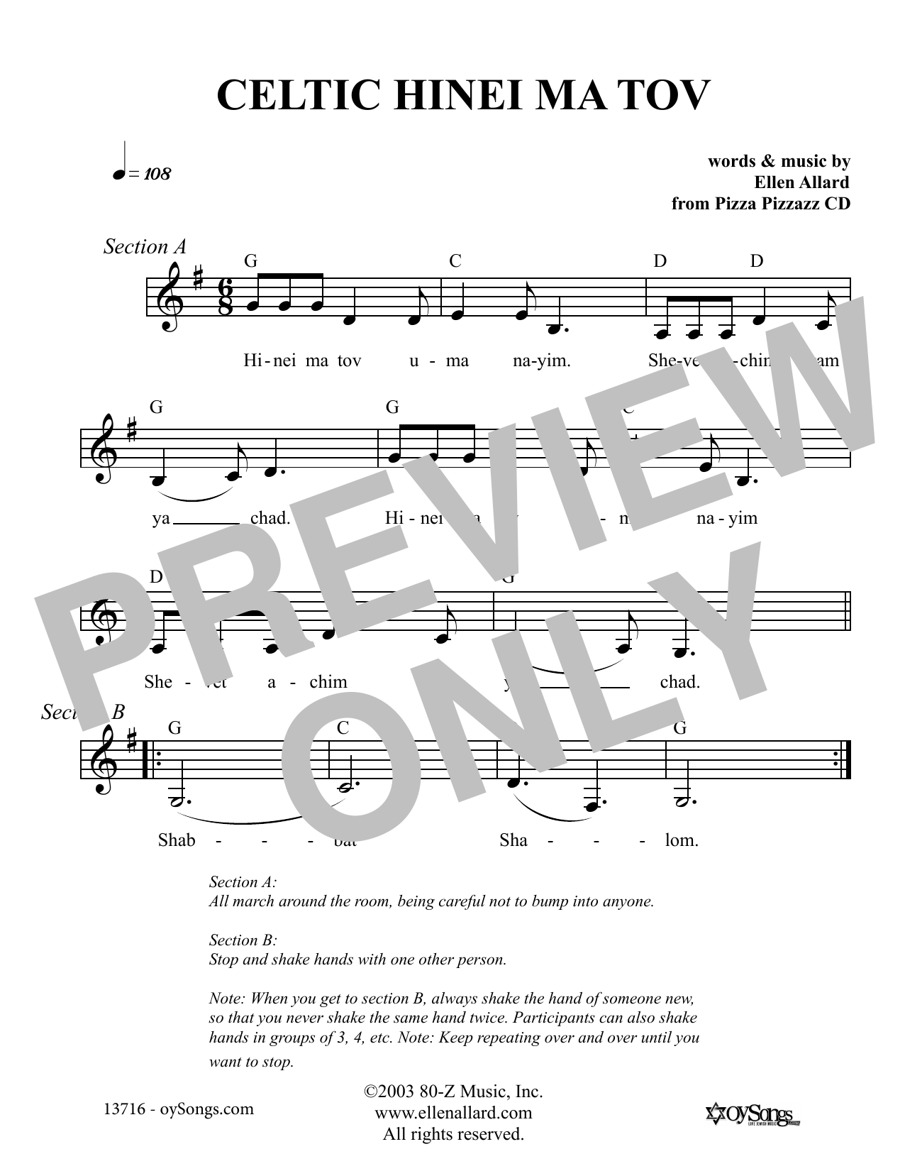 Learn to play Ellen Allard Celtic Hinei Ma Tov sheet music for Lead Sheet / Fake Book in minutes. Price: 5.9900$ Ellen Allard Celtic Hinei Ma Tov sheet music notes and chords arranged for Lead Sheet / Fake Book