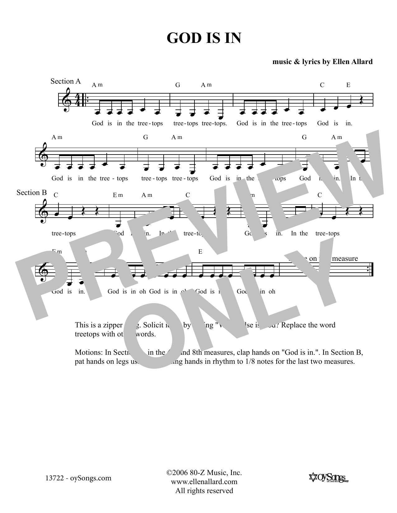 Ellen Allard God Is In sheet music notes and chords. Download Printable PDF.