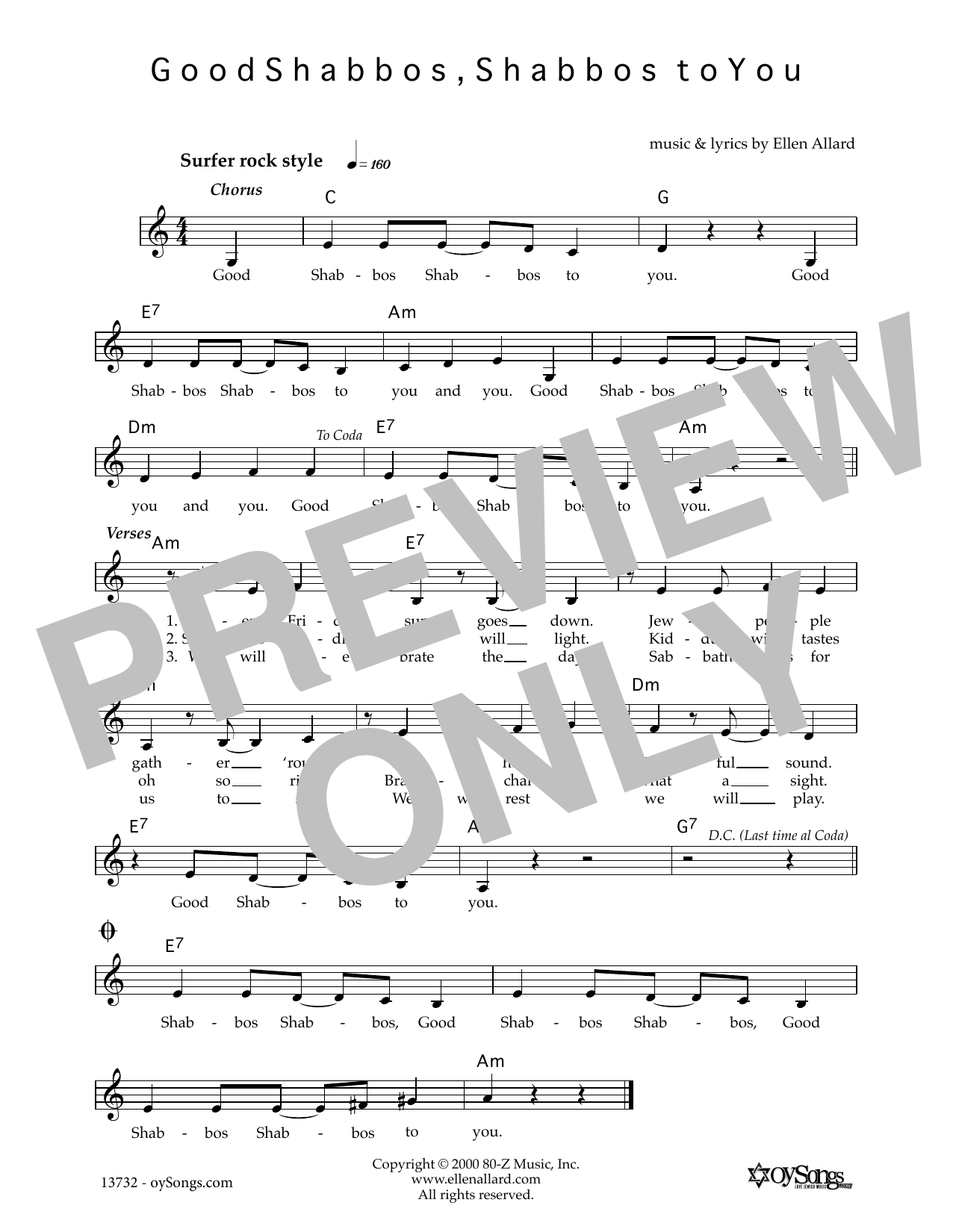 Ellen Allard Good Shabbos sheet music notes and chords. Download Printable PDF.