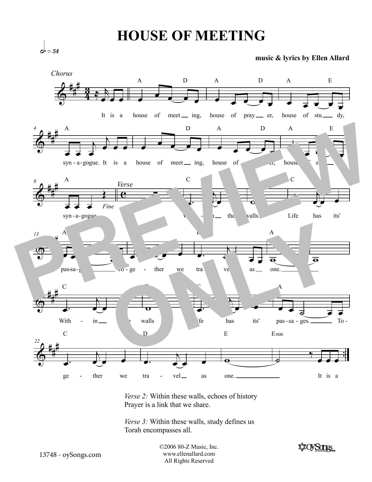 Ellen Allard House of Meeting sheet music notes and chords. Download Printable PDF.