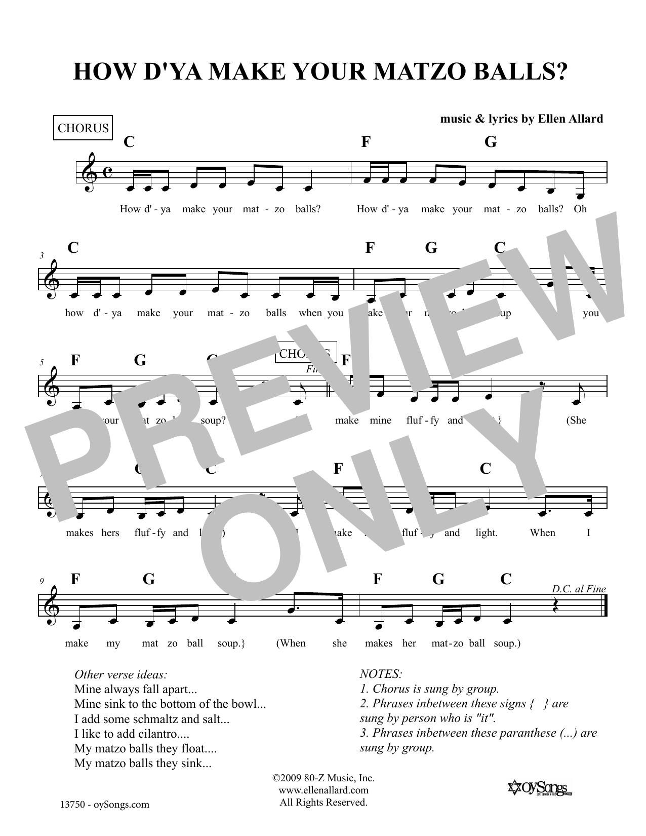 Ellen Allard How Do You Make Your Matzo Balls sheet music notes and chords. Download Printable PDF.