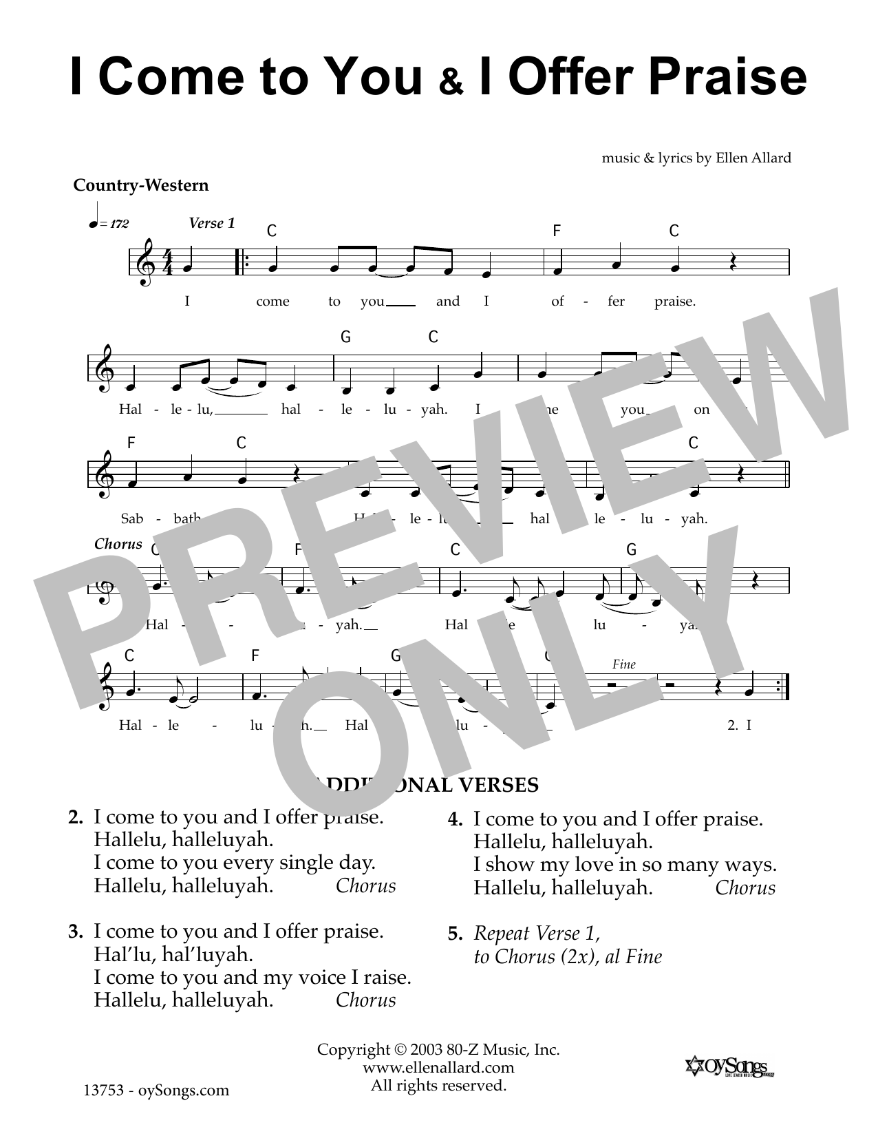 Learn to play Ellen Allard I Come To You Offer Praise sheet music for Lead Sheet / Fake Book in minutes. Price: 5.9900$ Ellen Allard I Come To You Offer Praise sheet music notes and chords arranged for Lead Sheet / Fake Book
