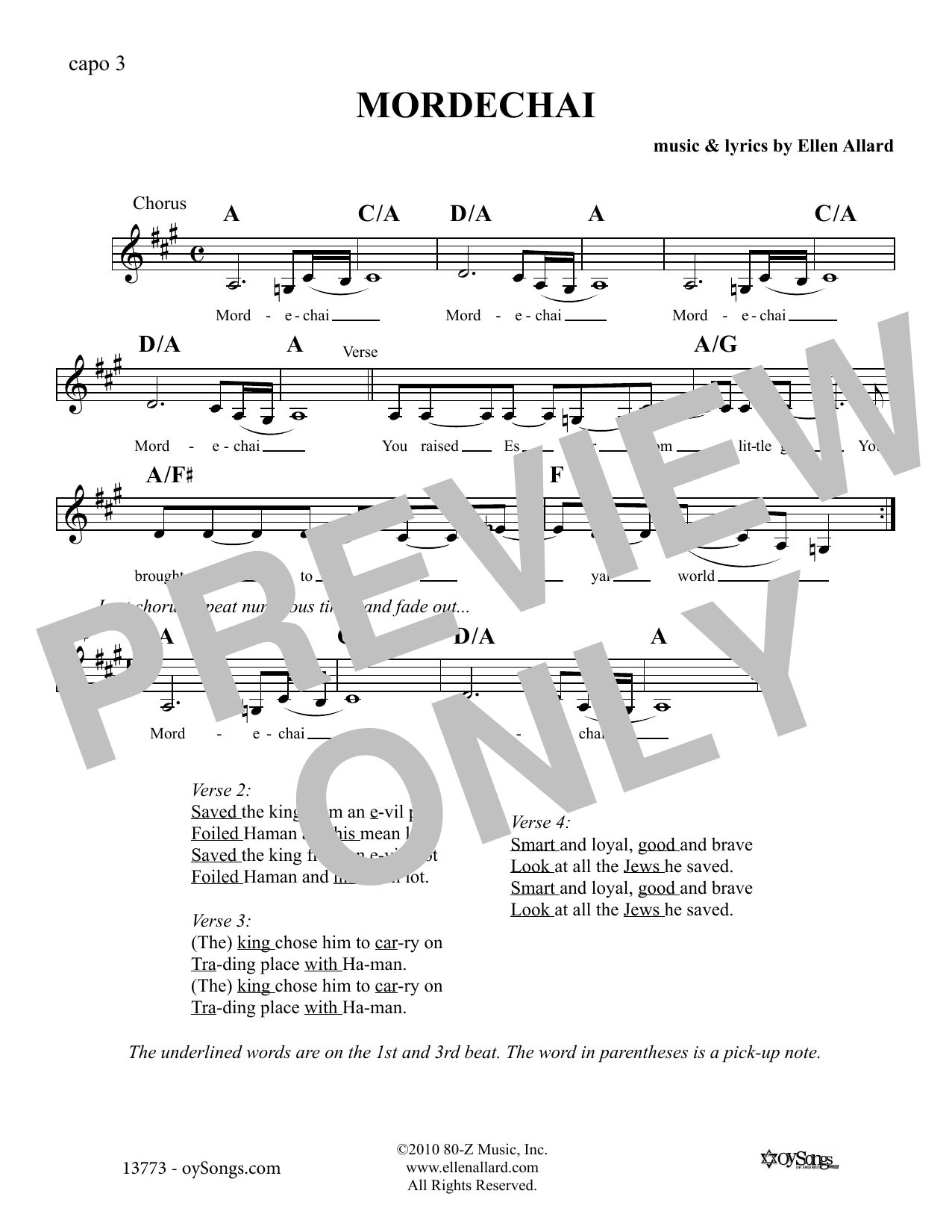 Ellen Allard Mordechai sheet music notes and chords. Download Printable PDF.