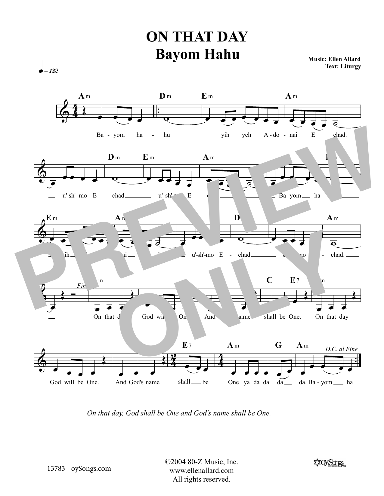 Ellen Allard On That Day sheet music notes and chords. Download Printable PDF.