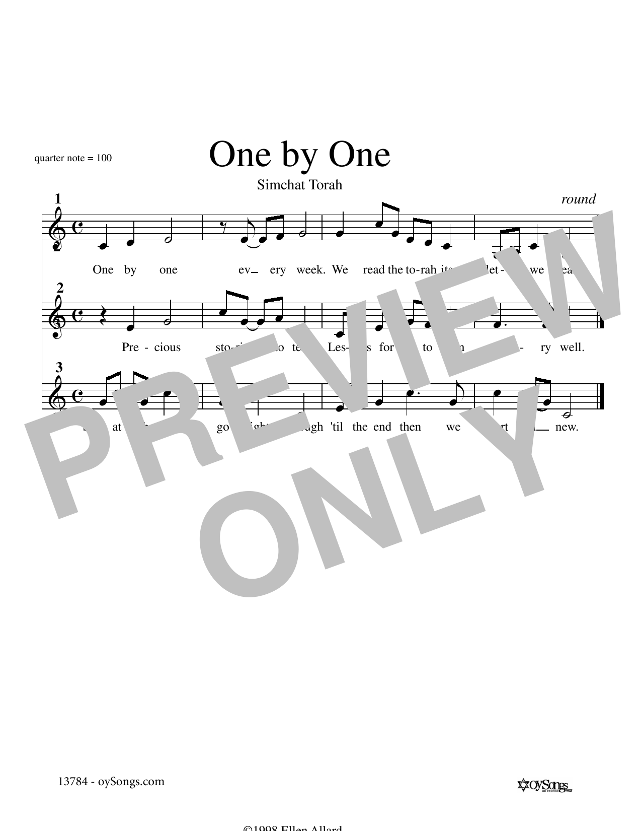 Ellen Allard One by One sheet music notes and chords. Download Printable PDF.