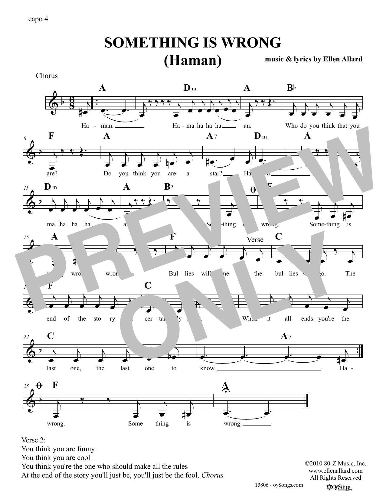 Ellen Allard Something Is Wrong sheet music notes and chords. Download Printable PDF.