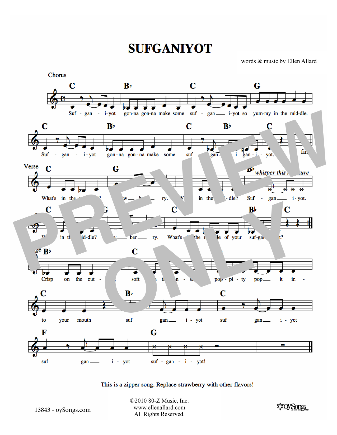 Ellen Allard Sufganiyot sheet music notes and chords. Download Printable PDF.