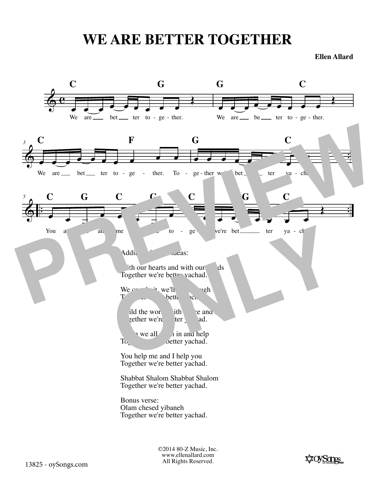 Learn to play Ellen Allard We Are Better Together sheet music for Lead Sheet / Fake Book in minutes. Ellen Allard We Are Better Together sheet music notes and chords. Download Printable PDF.