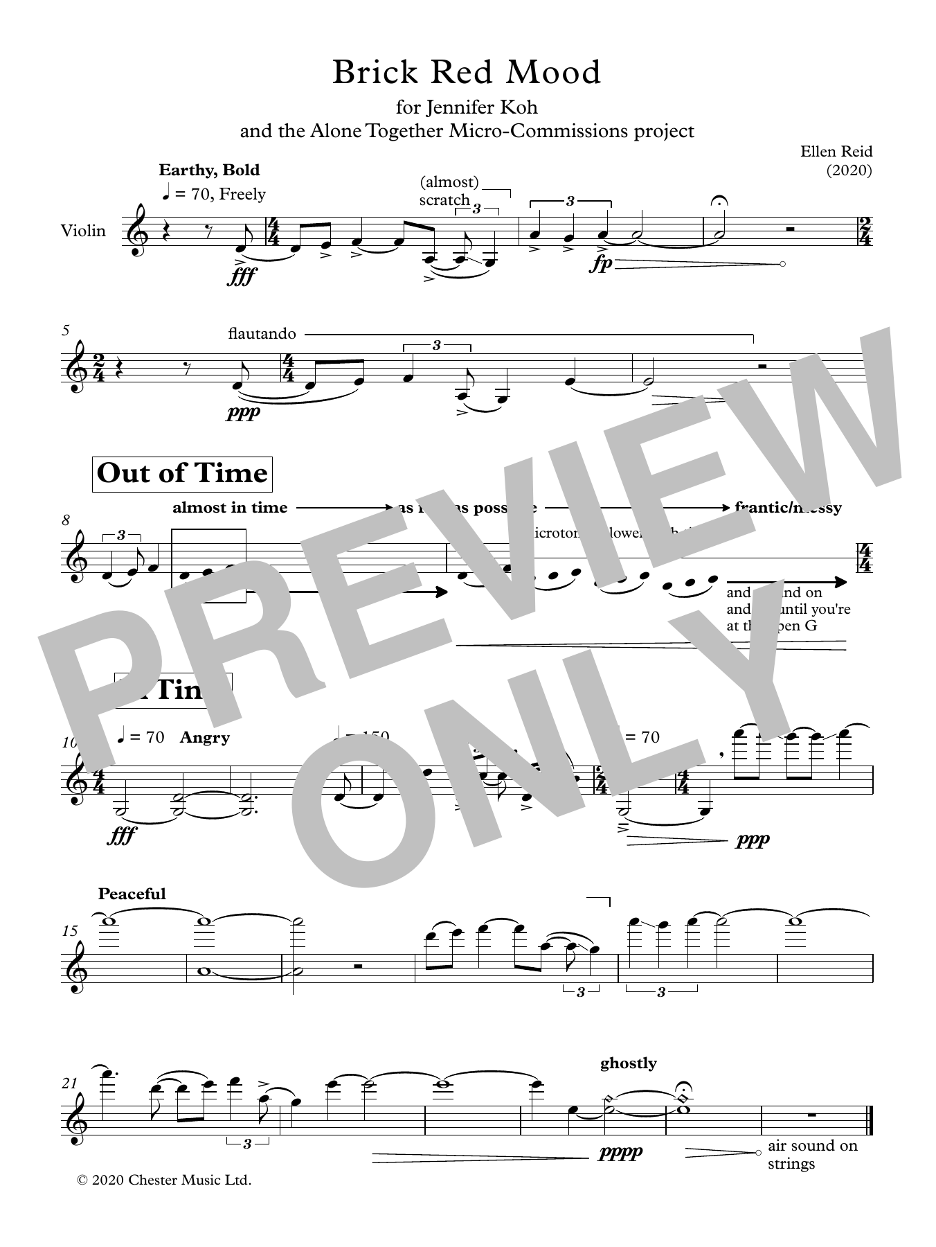 Ellen Reid Brick Red Mood sheet music notes and chords. Download Printable PDF.