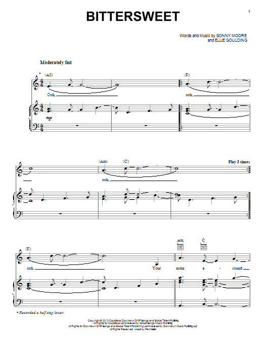 Ellie Goulding Bittersweet sheet music notes and chords. Download Printable PDF.