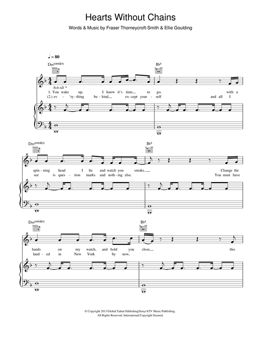 Ellie Goulding Hearts Without Chains sheet music notes and chords. Download Printable PDF.