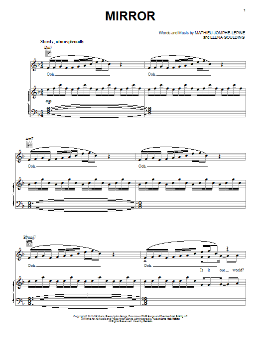 Ellie Goulding Mirror sheet music notes and chords. Download Printable PDF.