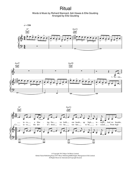 Ellie Goulding Ritual sheet music notes and chords. Download Printable PDF.